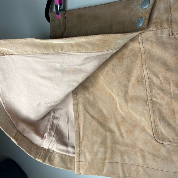 Free People Women Camel Brown Skirt Carson Utility Faux Wrap Style US 2 - Picture 4 of 11